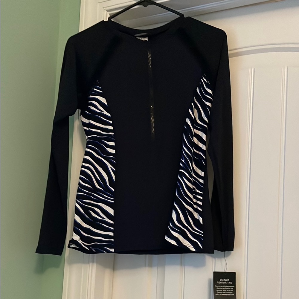 Black and White Zebra Print Long Sleeve Top-rashguard - brand new with tags